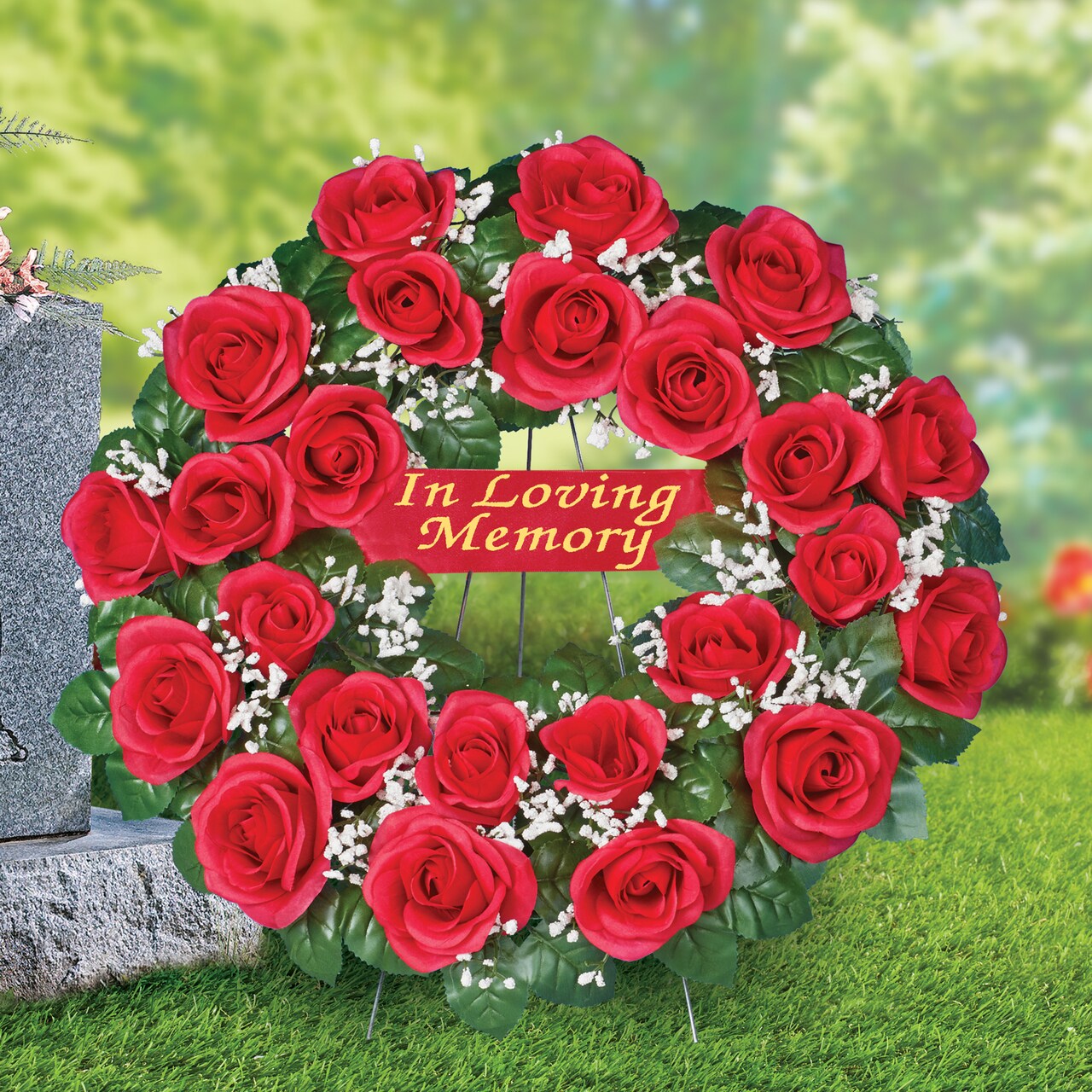 Collections Etc In Loving Memory Rose Memorial Artificial Wreath